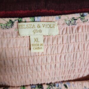 Peasant Mini Dress Pink Girls Size XL Floral Print